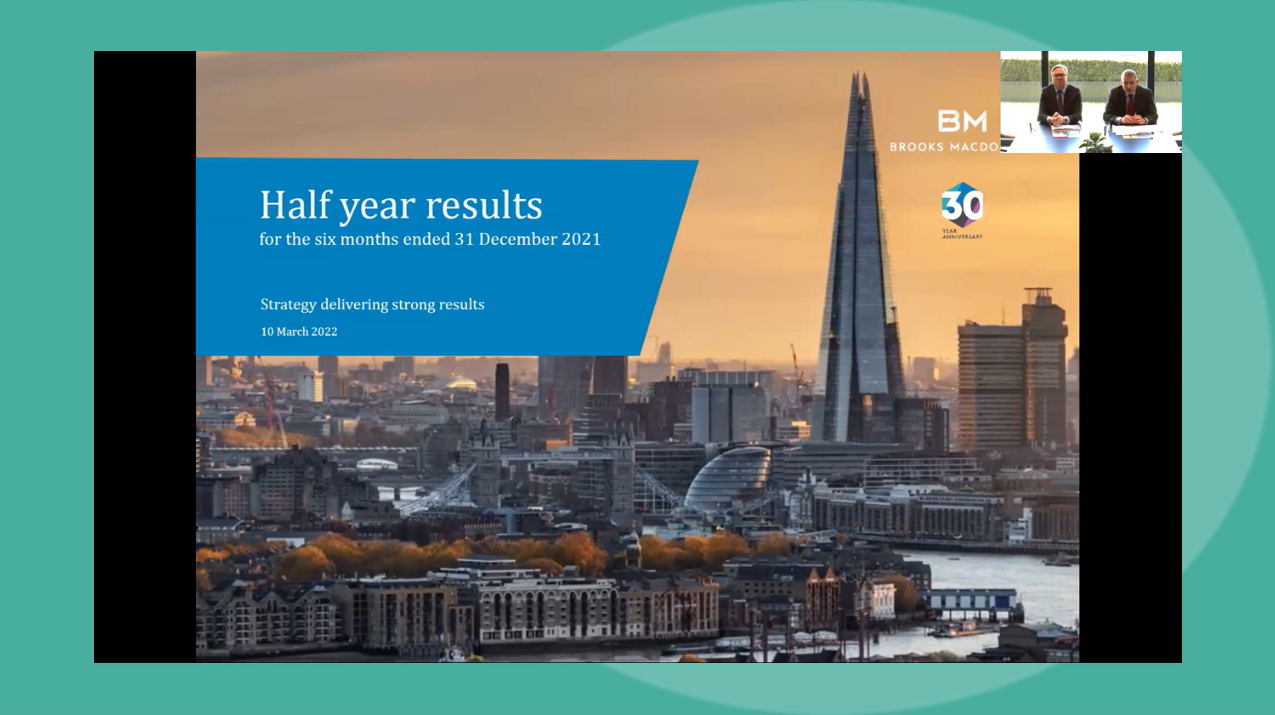 Brooks Macdonald - HY Results - Investor Presentation video - 10 March 2022